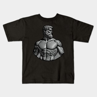 Ancient Greek Statue Of A Bearded Man With Muscular Physique Kids T-Shirt